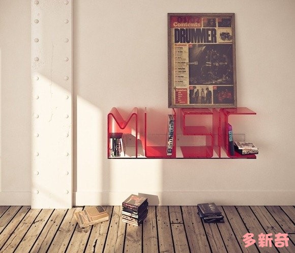 MUSIC字母組合的置物架