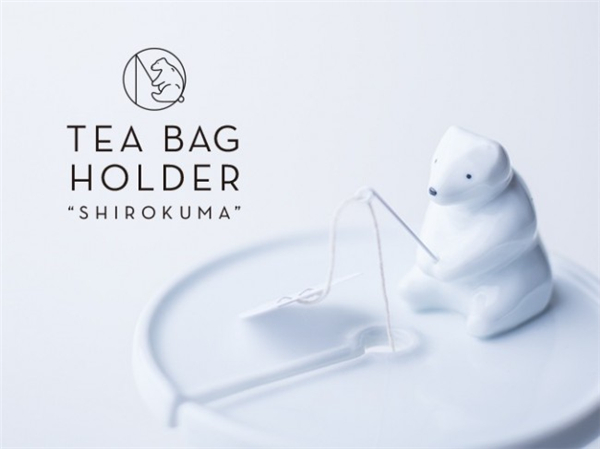 可愛的白熊釣魚茶包架